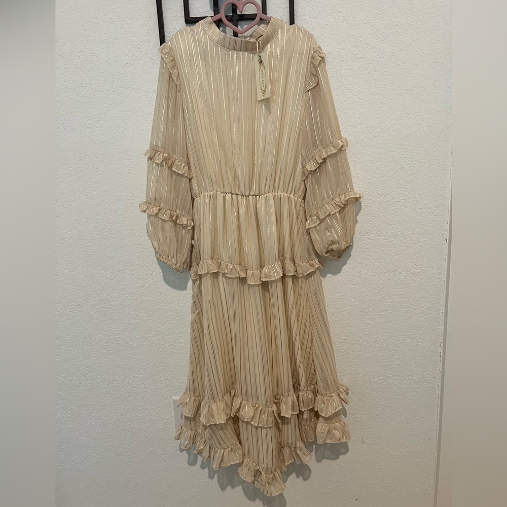 Joyfolie cream/gold dress in girls size 14
